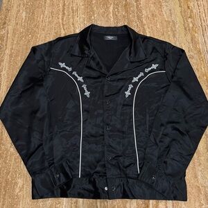 Amiri Black Embroidered Silk Jacket